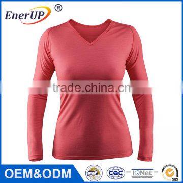 OEM Quick Dry Plain Slim Fit Antibacterial Long Sleeve Shirts Apparel Woman for Gym photo-2
