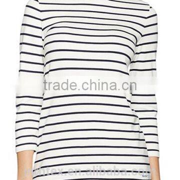 Microfiber striped no design long sleeve t-shirt for women