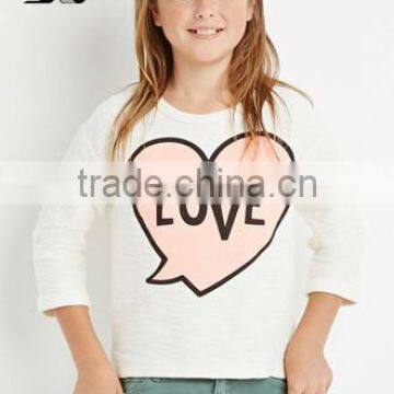 2017 Cheap Plain Alphabetic Love O-neck Kids Long Sleeve Slim T-shirt OEM Service Plain Dyed