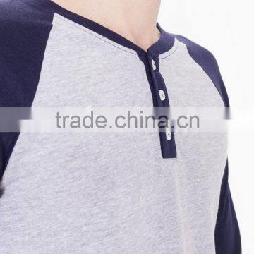 Mens Plain Ranglan Shirt 3/4 Sleeve Raglan t Shirt Blue and Grey photo-3
