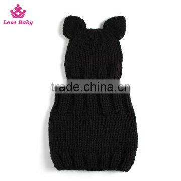Hotsale Newborn Baby Crochet Knit Costume Baby Photo Props Black Cat and Scarf 2pcs Sets photo-2