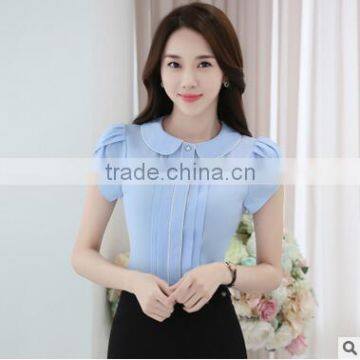Juqian Brand Fashion Design Short Sleeve New Blouse Summer Ladies Chiffon Shirts photo-2
