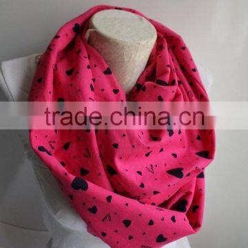 Pink Heart Infinity Scarf , Heart Printed Infinity Scarf, Neon Pink Scarf, Love Infinity Scarf photo-4
