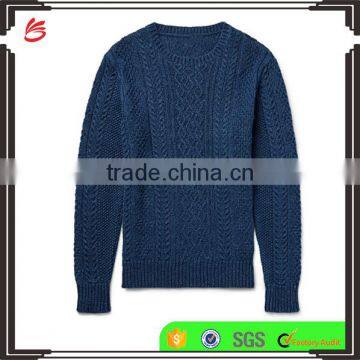 High Quality China Customed Latest Sweater Designs for Men Ribbed Trims Wool Blend Sweater