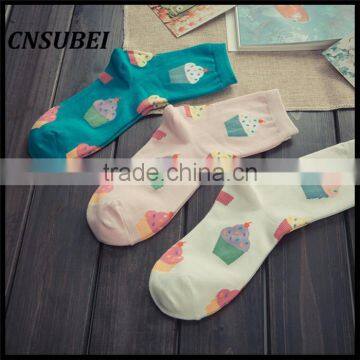 200 Needle Fresh Color Korean Cute Cartoon Ice Cream Women Tube Socks for Young Girl Normal Wearing photo-4