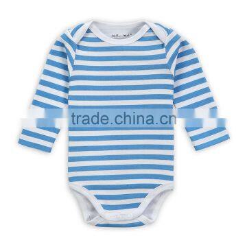 2017 Navy Style Wholesale Baby Romper Blue & White Stripes Pattern Long Sleeves Onesie Baby Bodysuit Jumper