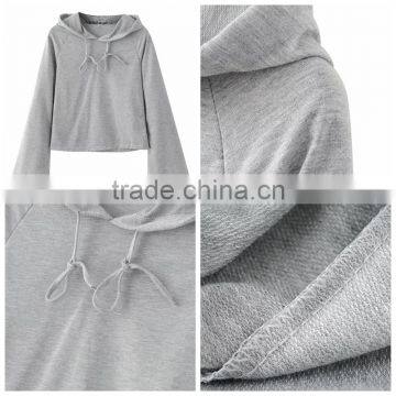 Small Quantity Accept Women Grey Raglan Sleeve Drawstring Hoodie With Custom Logo photo-3