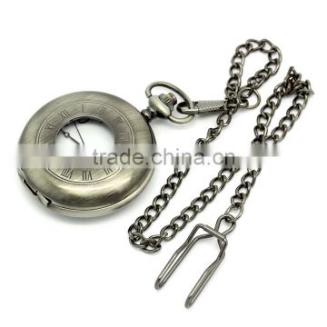 Bulk Sale Cheap ound Gunmetal Roman Numerals Carved Pocket Watches