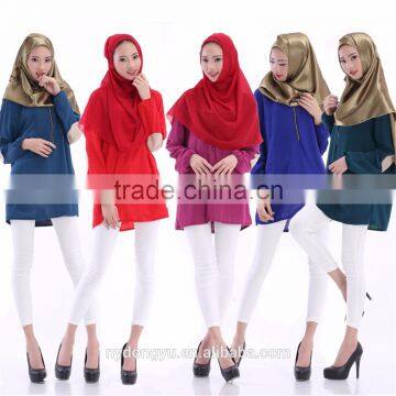 new design chiffon muslim shirt /yimy 8 color zipper muslim Arabian middle east dress top shirt