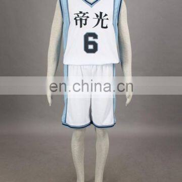 SunShine-Free Shipping Kuroko's Basketball Daiki Aomine Teiko Middle School's basketball team Uniform White Number 6 Cosplay Co