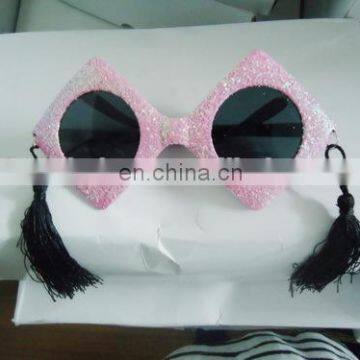 Pink lady funny party sunglasses with tassels