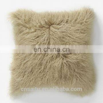 Genuine Light Pink Mongolian Fur Cushion Cover Sofa Pillow Covers Decorative