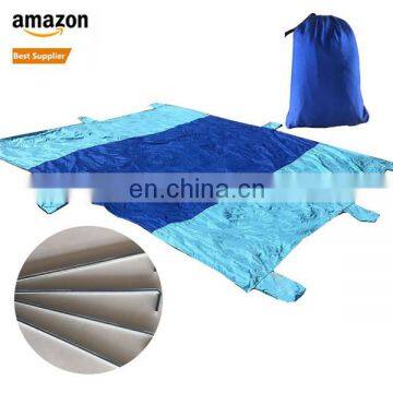 Durable Ripstop Compact Outdoor Camping 9x7FT Blue Color Sand Free Nylon Picnic Beach Blanket Parachute