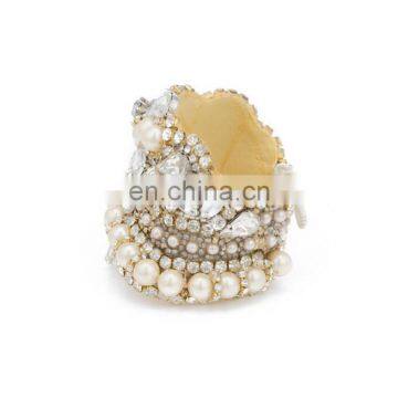 Aidocrystal Hot Sell Crystal Silver Cup Chain Rhinestone Bride Wedding Wide Cuff Bracelets