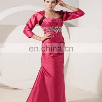 2018 Elegant Sweetheart Floor Length Evening Dress Beaded Ruched Lace-up Mother Of The Bride Dress With Jacket photo-2