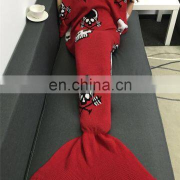 Holiday Promotional Gift Handcrafted Crochet Blankets Knitted Pattern Mermaid Tail Blankets Sleeping Bag for Adult