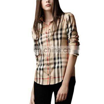 2016 Women Shirt Dress Top Tee spring Style Long Sleeve Check Classic Shirt Women