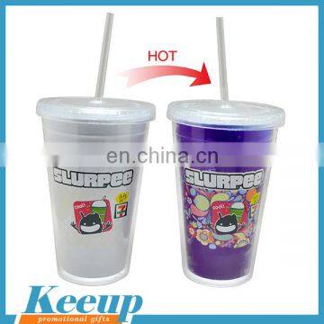 Color Changing Plastic Mug Magic Mug With Straw