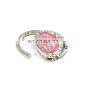 Custom pink crystal metal bag hanger for hanging bag