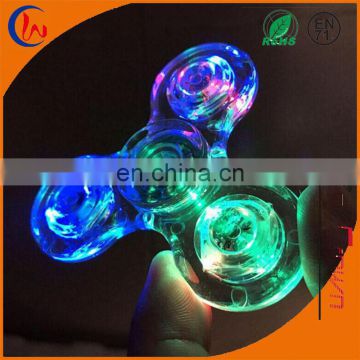 2017 most sold tri crystal hand spiner led fidget spinner toy with EN71