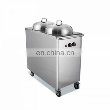 Restaurant kitchen Double Holder Dish Wholesale Stainless Steel Electric Commercial Plate Warmer Cart /Mobile Food Warmer Carts