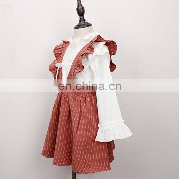 RTS Girl Kids Olive Stripe Ruffle Skirt Suspender Skirt Vintage Skirt photo-5