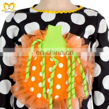 Baby Black White Dots Pumpkin Outfit Halloween Costumes For Kids Boutique Girl Clothing photo-4