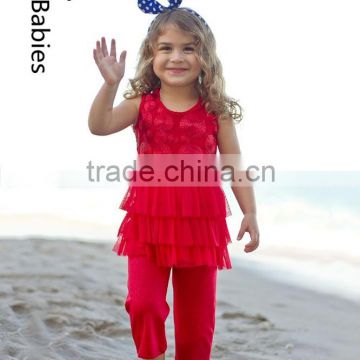 Baby clothes clothing in new summer girls red sleeveless ruffle outfits