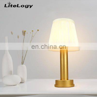 2021 Newest Round Base Table Lamps Luxury Decorate Cordless Cloth Shade Modern Table Lamp photo-3