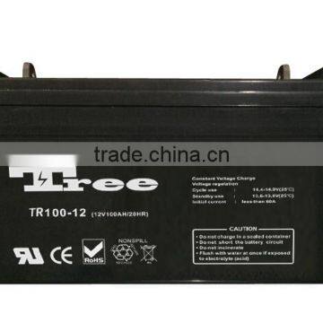 Maintenance free FM lead acid battery 12v 100ah deep cycle 24v battery