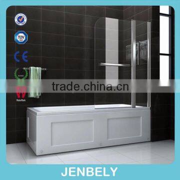 NEW 6mm GLASS DOUBLE OVER BATH SHOWER SCREEN WITH SHELF BL-036