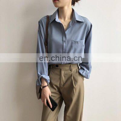 Women's Solid Color Elegant Silk Satin Summer Blouses & Shirts