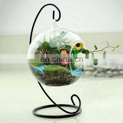 Retro Glass Ball Hanging Stand Candle Holder Wedding Iron Art Home Decoration Table Ball Lantern Candle Hanging Stand Holder