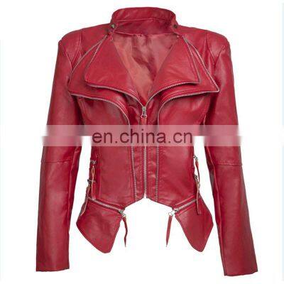 Fashion Leather Jacket Women Leather Wholesale Crop Motorcycle Jacket Women Faux Leather Jacket