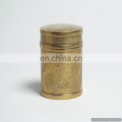 brass antique candle jar with lid