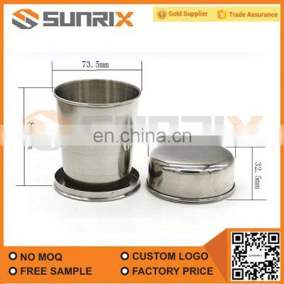 Stainless Steel Collapsible Cup With Keychain, Camping Folding Cup