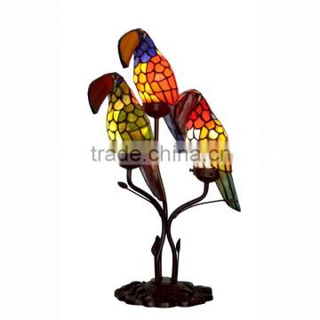 Tiffany Style Stained Glass Three Parrot Decorative Lamp Accent Night Light