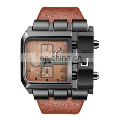 Oulm 3364 Luxury Leather Bracelet Men Watch New Style Fashion Sport Military Quartz Wrist watch for men leather