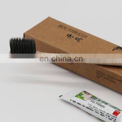 Disposable Hotel Bamboo Carbon Soft Toothbrush With Wheat Straw