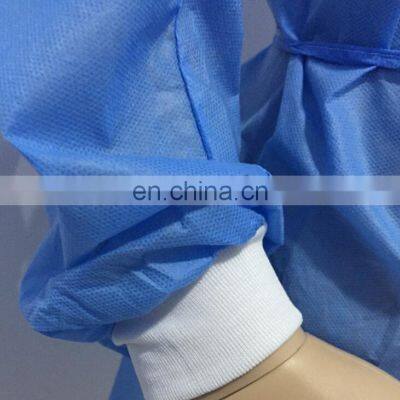 Disposable Blue Isolation Gown CE SMS SMMS Gown With Wide Belt photo-3