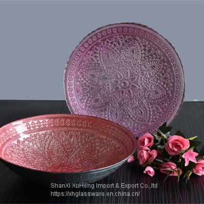 Golden Mandala Pattern Glass Charger Plates And Bowl Wholesale photo-2