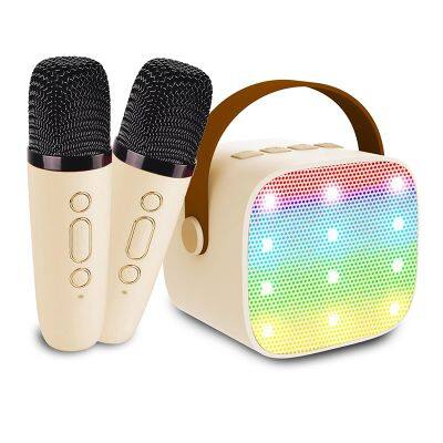 Wireless family loa Karaoke bluetooth aqmushang speaker mic with RGB light wireless microphone children