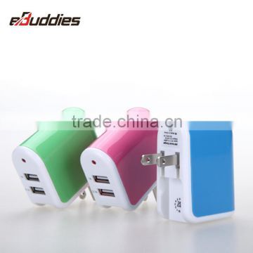 eBuddies folable AC plug Dual USB Port Wall charger for mobile phone and tablets