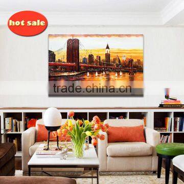 Wholesale stretched abstract no glass painting natural scenery canvas picture frame oil painting YB-139