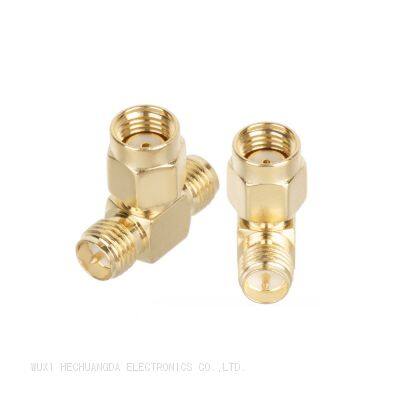 Manufacturer T Type SMA-JKK SMA Female Plug to 2 Dual SMA Male Pins RF Coax Adapter Connector photo-4