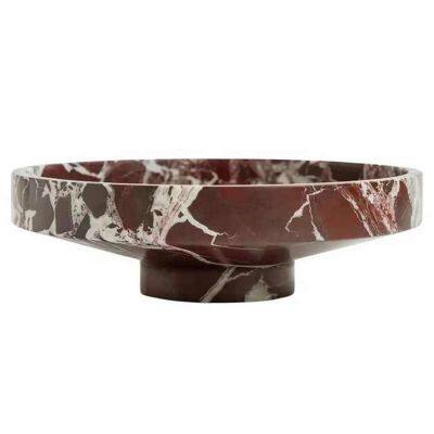 Carved Modern Red Marble Centerpiece Tray Rosso Levanto Marble Tray photo-2