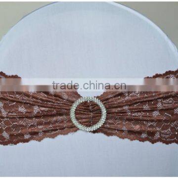 Fashion lace chair sash with round buckle for wedding