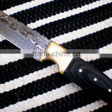 udk h90" custom handmade Damascus hunting / Tanto knife with sheet and brass bolster handle