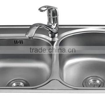 SUS 304 double bowl stainless steel sink