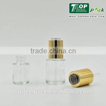 Essential Oil Use Transparent 20/30ml Glass Bottle With Gold Plating Dropper Round Glass Bottle photo-5